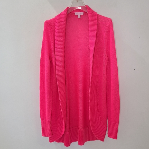 Lilly Pulitzer Amalie Open Front Knit Cardigan in Dragon Fruit Pink Sz Sm - Picture 6 of 13